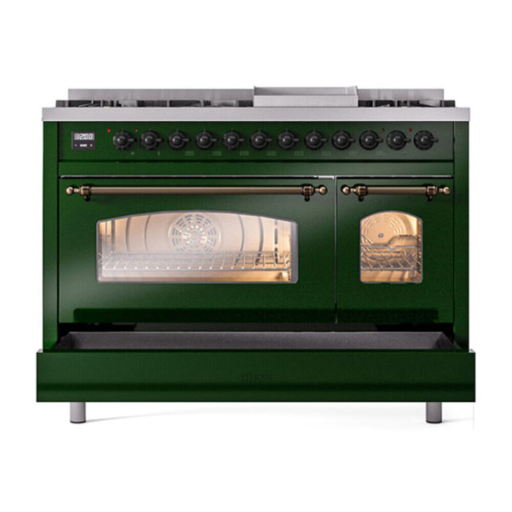 ILVE UP48F Nostalgie II 48 inch Dual Fuel Range with 5.02 cu. ft. Total Double Oven Capacity