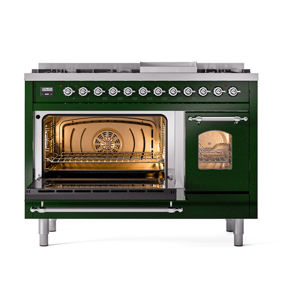 ILVE_UP48FNMPEGCLP_Nostalgie_II_48"_Dual_Fuel_Range_main_oven_door_opened