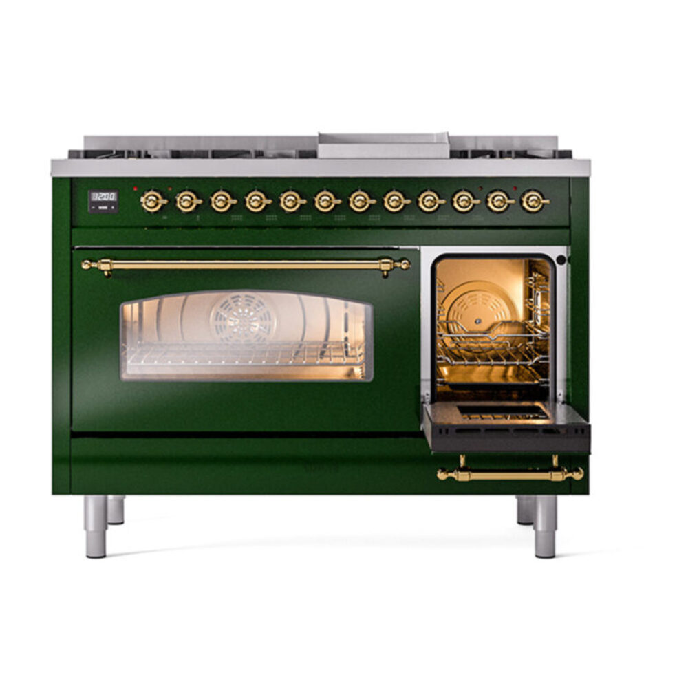 ILVE_UP48FNMPEGG_Nostalgie_II_48"_Dual_Fuel_Range_side_oven_door_opened