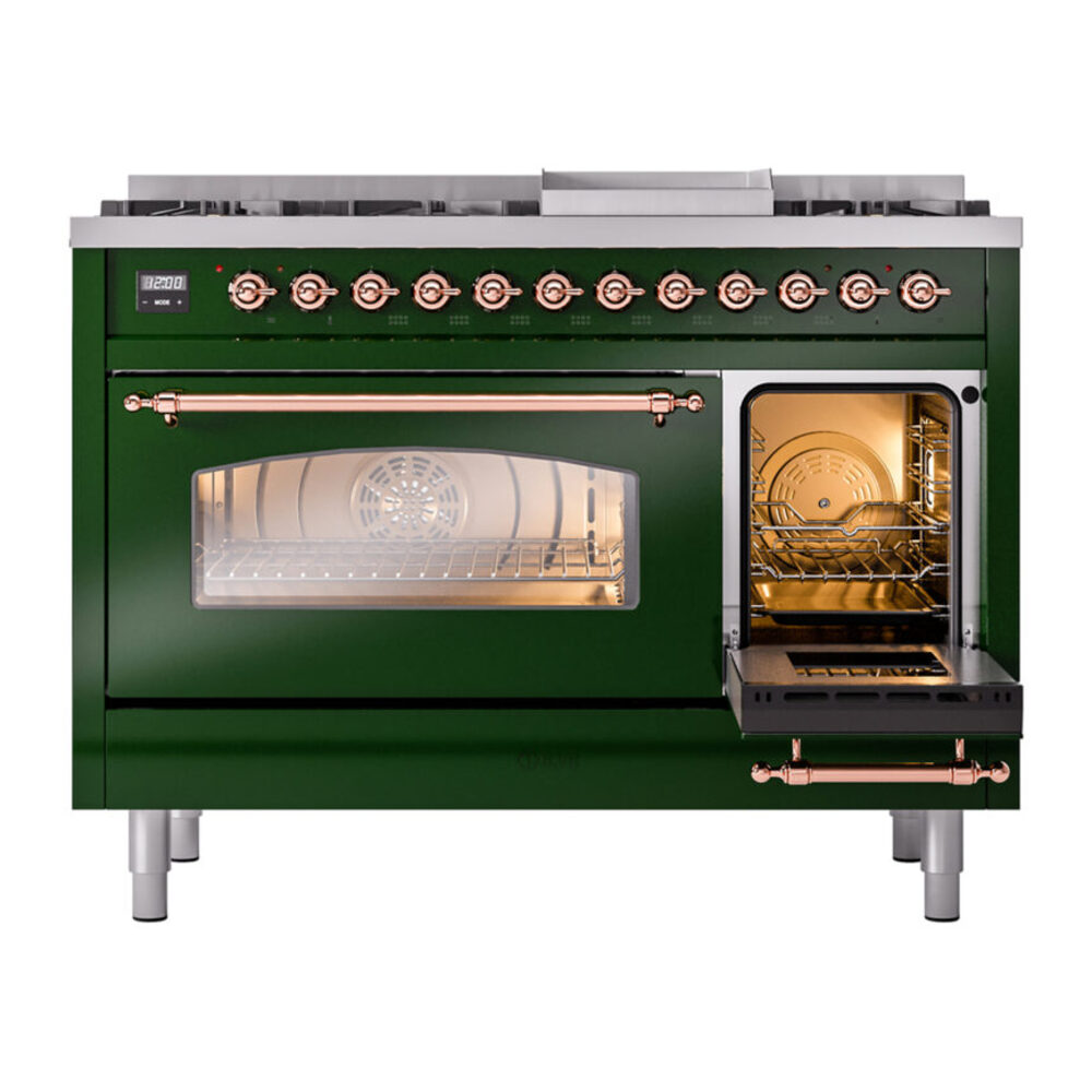 ILVE_UP48FNMPEGPLP_Nostalgie_II_48"_Dual_Fuel_Range_side_oven_door_opened
