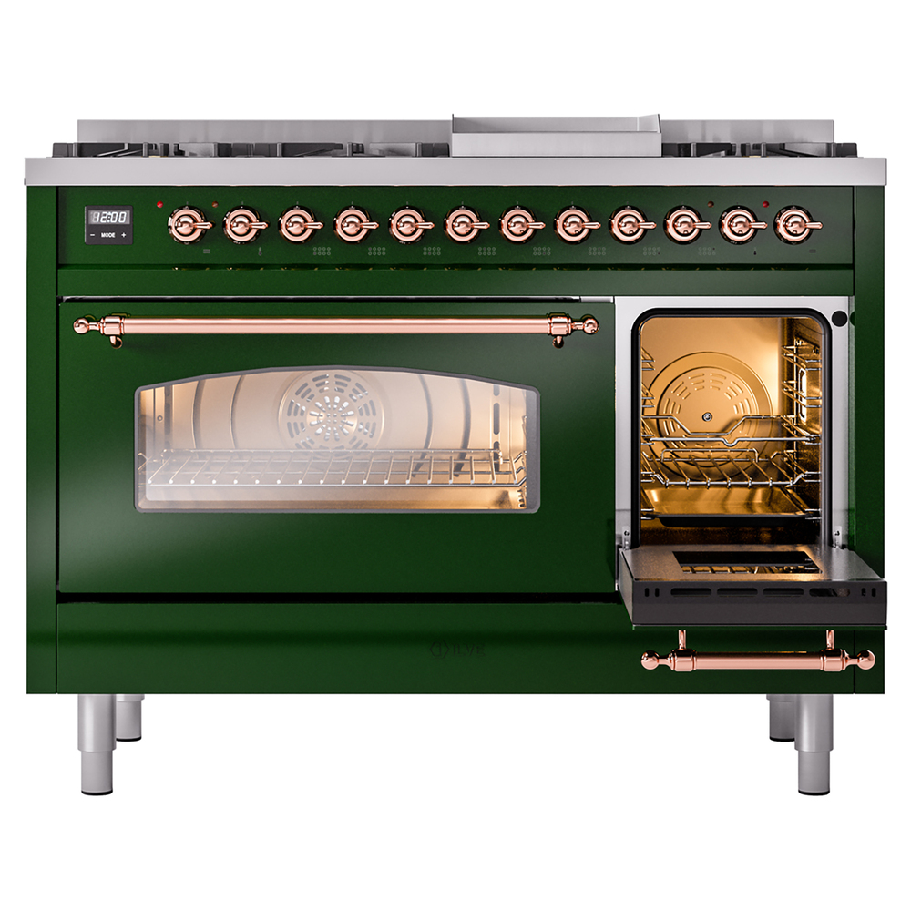 ILVE_UP48FNMPEGPLP_Nostalgie_II_48"_Dual_Fuel_Range_side_oven_door_opened