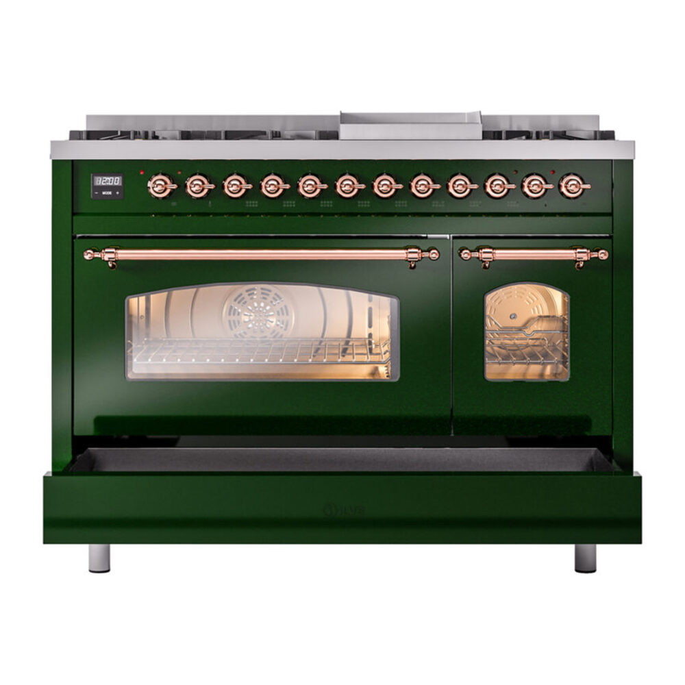 ILVE_UP48FNMPEGPLP_Nostalgie_II_48"_Dual_Fuel_Range_drawer_opened