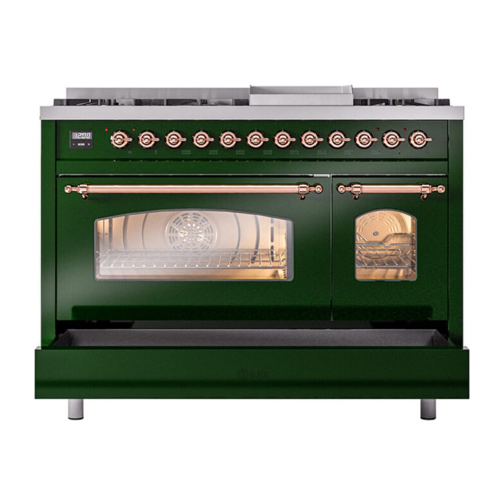 ILVE_UP48FNMPEGP_Nostalgie_II_48"_Dual_Fuel_Range_drawer_opened