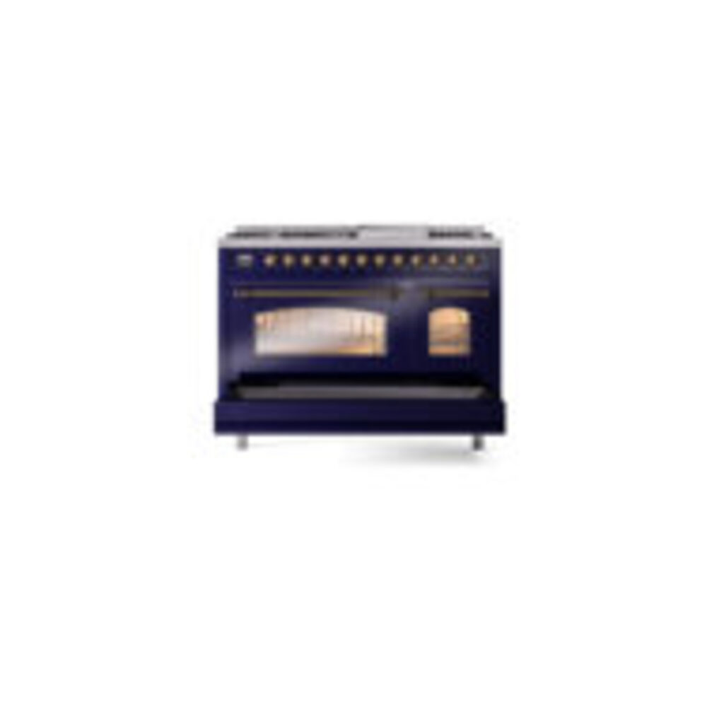 ILVE_UP48FNMPMBBLP_Nostalgie_II_48"_Dual_Fuel_Range_drawer_opened