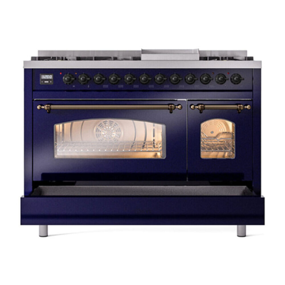 ILVE UP48F Nostalgie II 48 inch Dual Fuel Range with 5.02 cu. ft. Total Double Oven Capacity