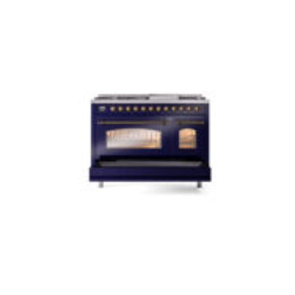 ILVE_UP48FNMPMBB_Nostalgie_II_48"_Dual_Fuel_Range_drawer_opened