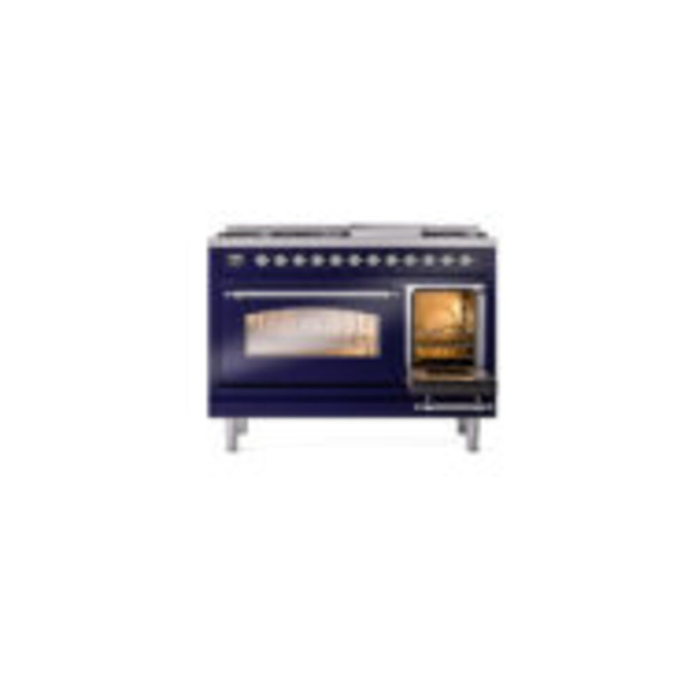 ILVE_UP48FNMPMBCLP_Nostalgie_II_48"_Dual_Fuel_Range_side_oven_door_opened