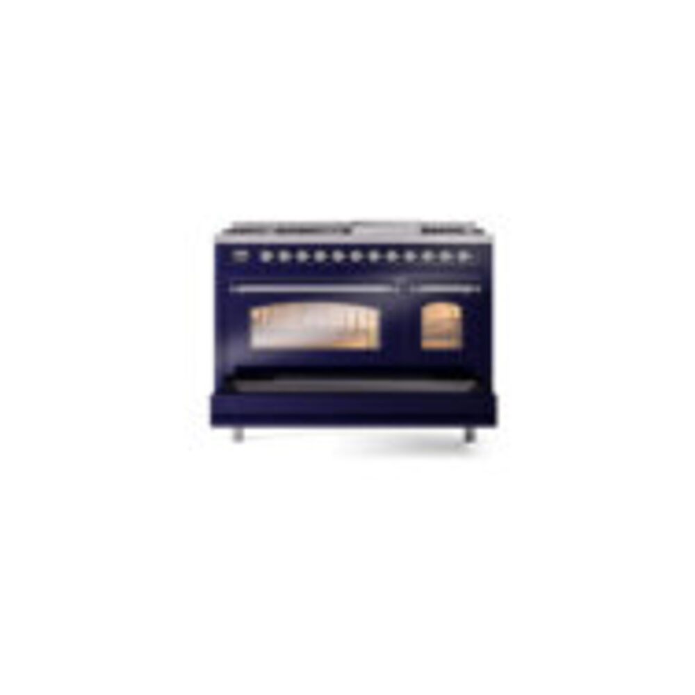 ILVE_UP48FNMPMBCLP_Nostalgie_II_48"_Dual_Fuel_Range_drawer_opened