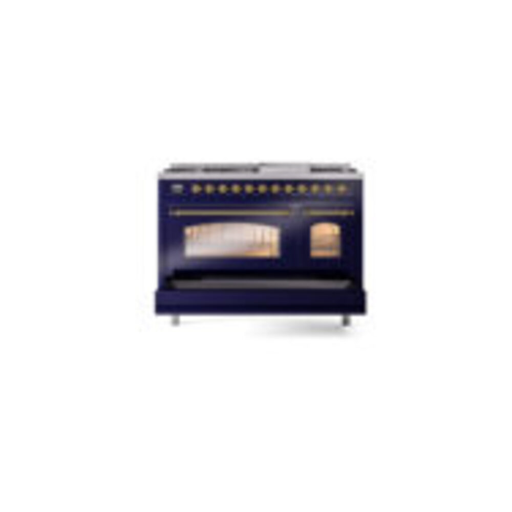 ILVE_UP48FNMPMBGLP_Nostalgie_II_48"_Dual_Fuel_Range_drawer_opened