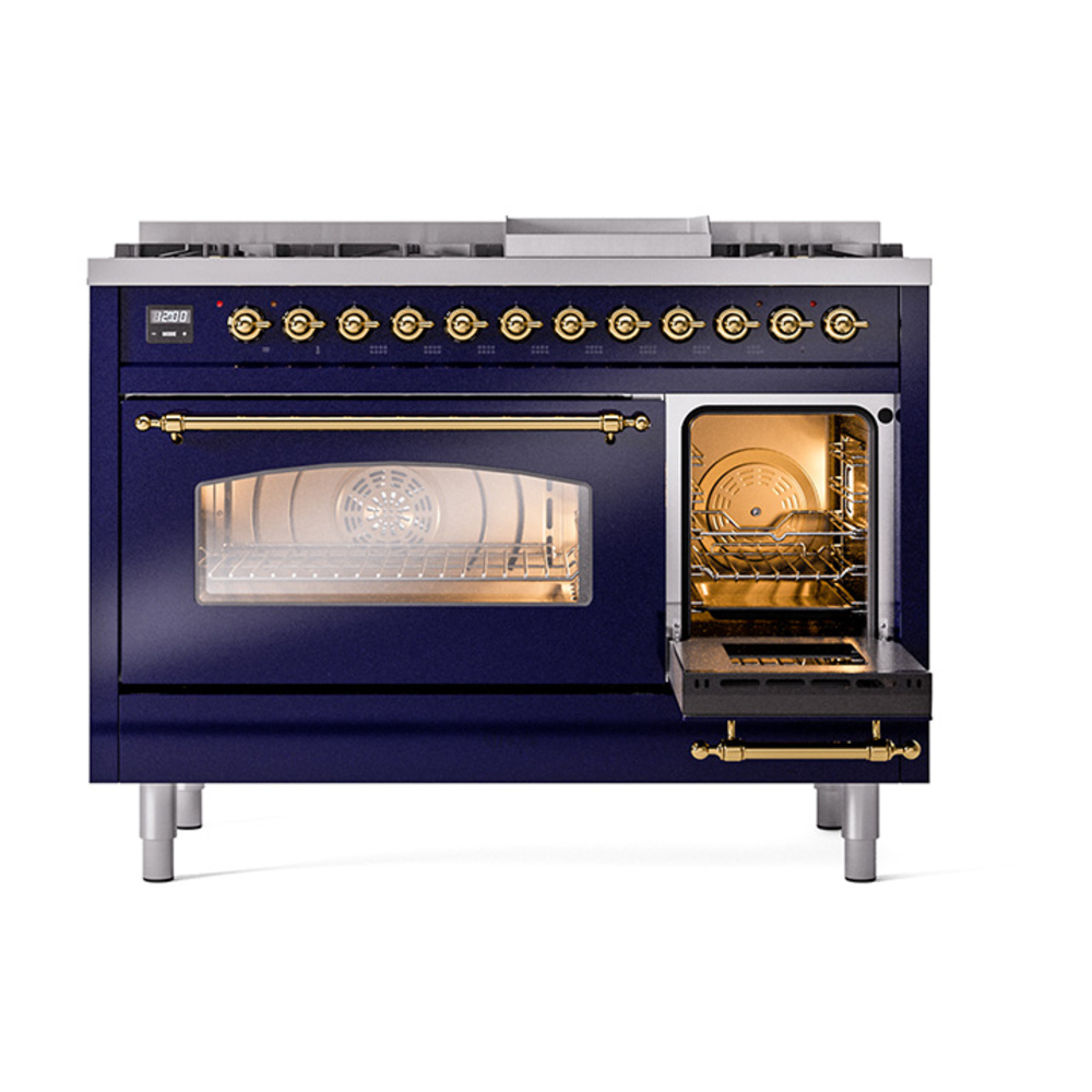 ILVE_UP48FNMPMBG_Nostalgie_II_48"_Dual_Fuel_Range_side_oven_door_opened