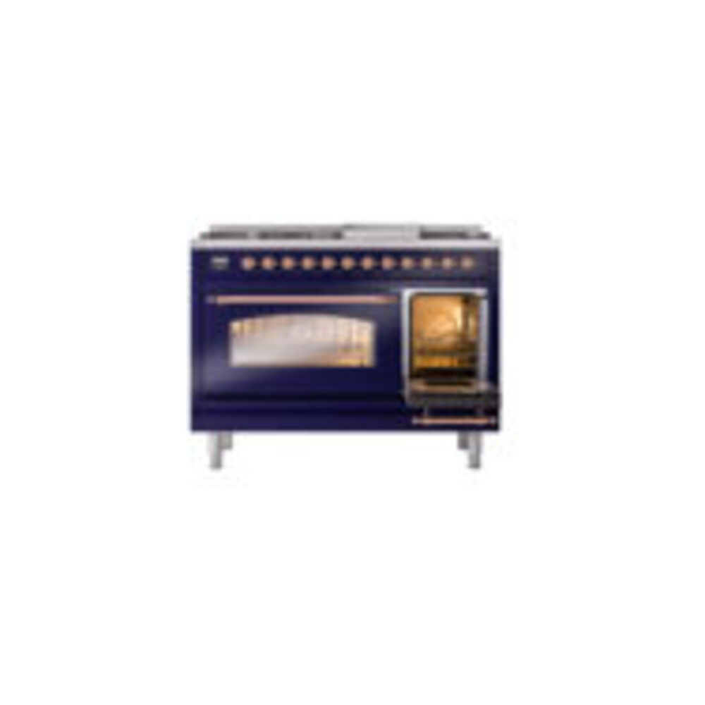 ILVE_UP48FNMPMBPLP_Nostalgie_II_48"_Dual_Fuel_Range_side_oven_door_opened