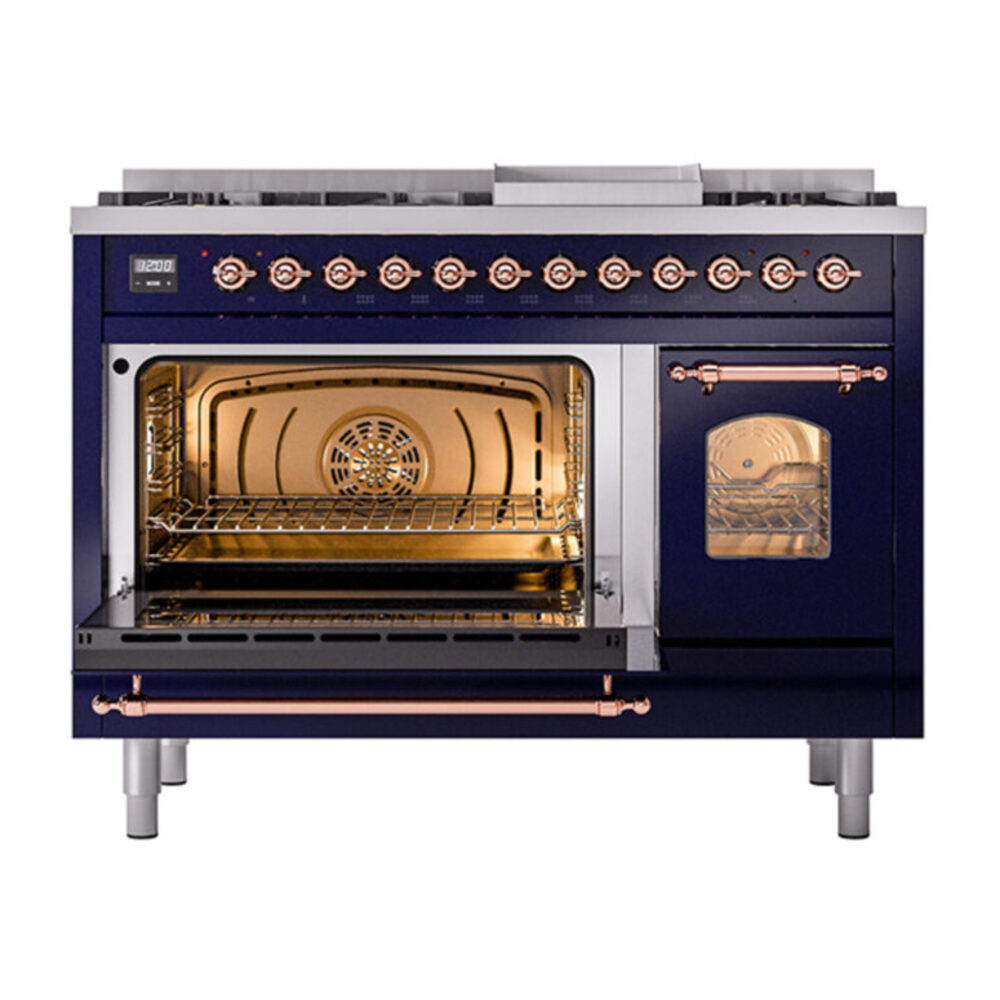 ILVE_UP48FNMPMBP_Nostalgie_II_48"_Dual_Fuel_Range_main_oven_door_opened