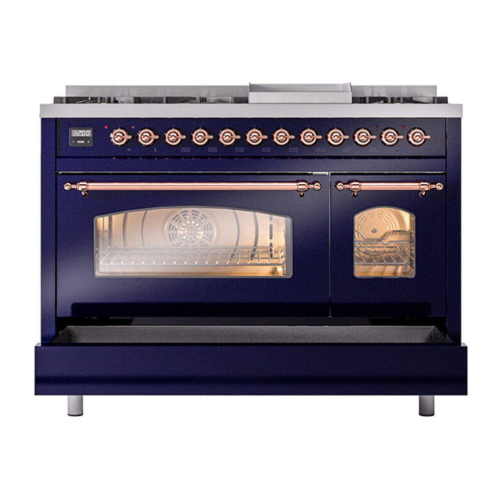 ILVE_UP48FNMPMBP_Nostalgie_II_48"_Dual_Fuel_Range_drawer_opened