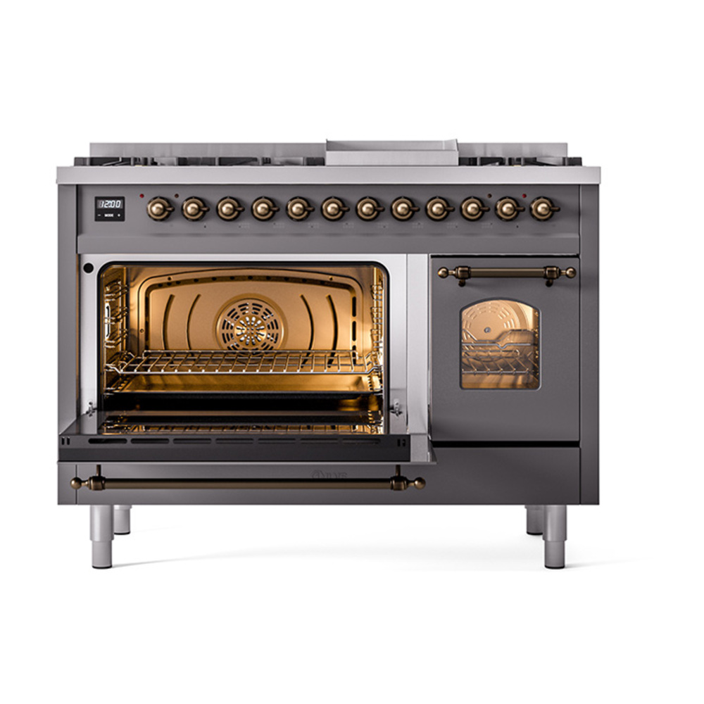 ILVE_UP48FNMPMGBLP_Nostalgie_II_48"_Dual_Fuel_Range_main_oven_door_opened