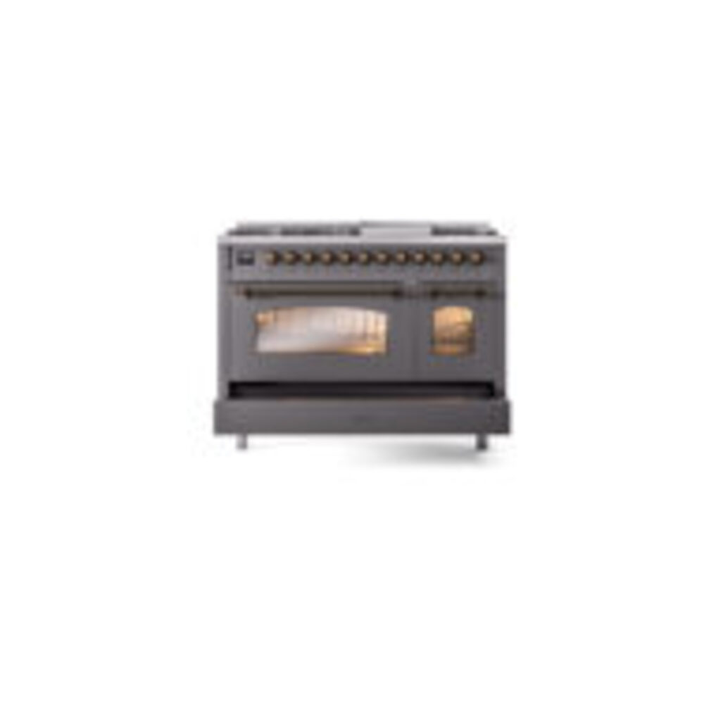 ILVE_UP48FNMPMGBLP_Nostalgie_II_48"_Dual_Fuel_Range_drawer_opened