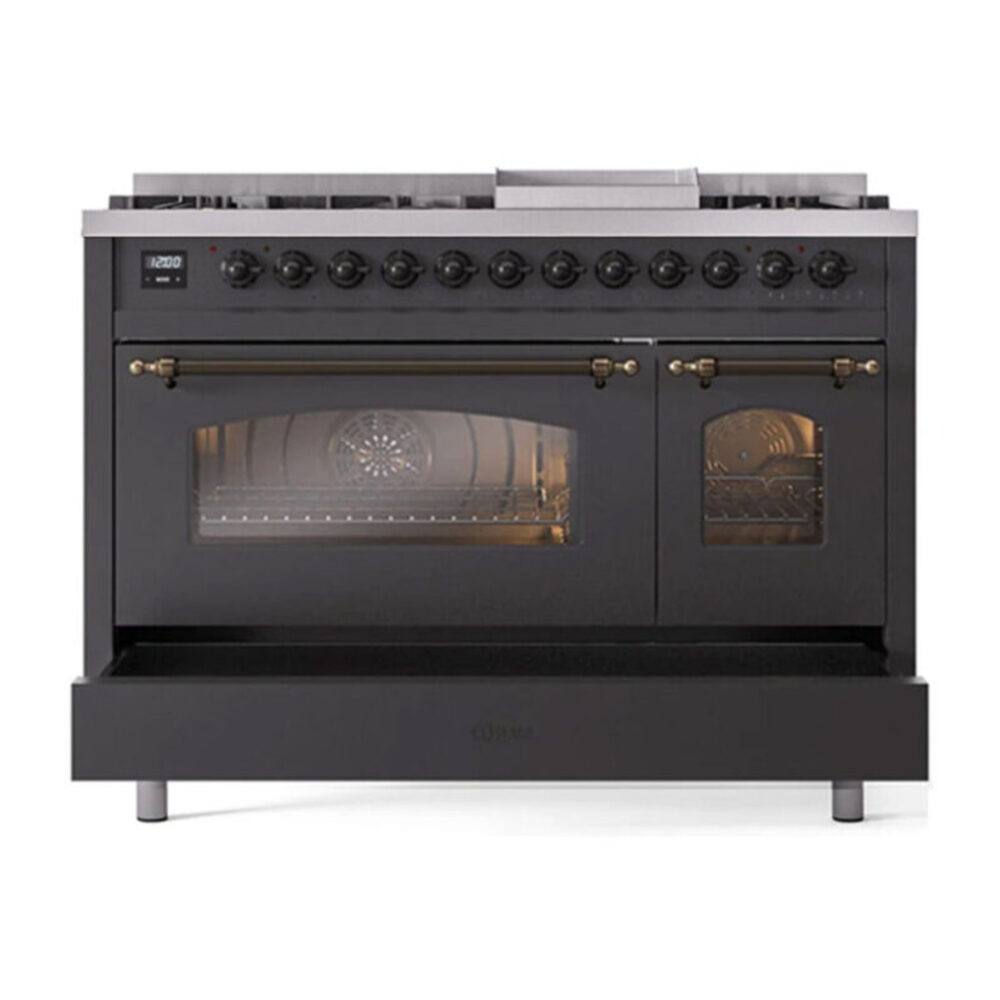 ILVE UP48F Nostalgie II 48 inch Dual Fuel Range with 5.02 cu. ft. Total Double Oven Capacity