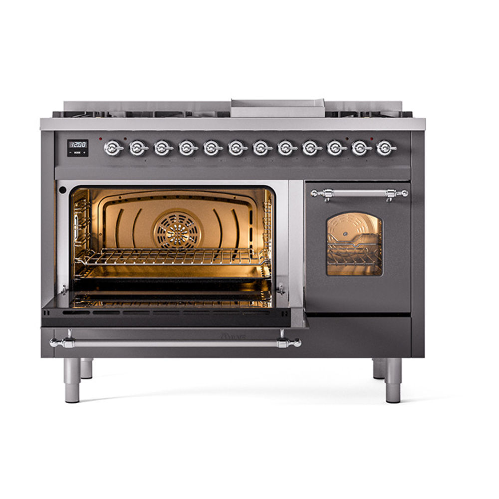 ILVE_UP48FNMPMGC_Nostalgie_II_48"_Dual_Fuel_Range_main_oven_door_opened