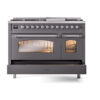 ILVE_UP48FNMPMGC_Nostalgie_II_48"_Dual_Fuel_Range_drawer_opened