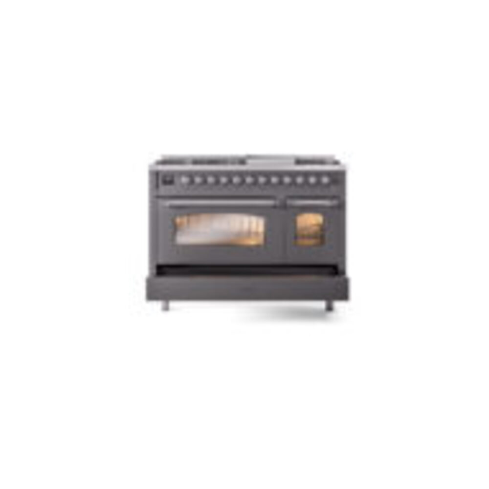 ILVE_UP48FNMPMGC_Nostalgie_II_48"_Dual_Fuel_Range_drawer_opened