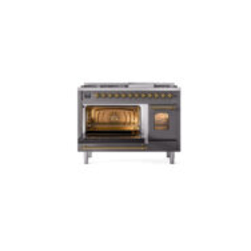 ILVE_UP48FNMPMGGLP_Nostalgie_II_48"_Dual_Fuel_Range_main_oven_door_opened