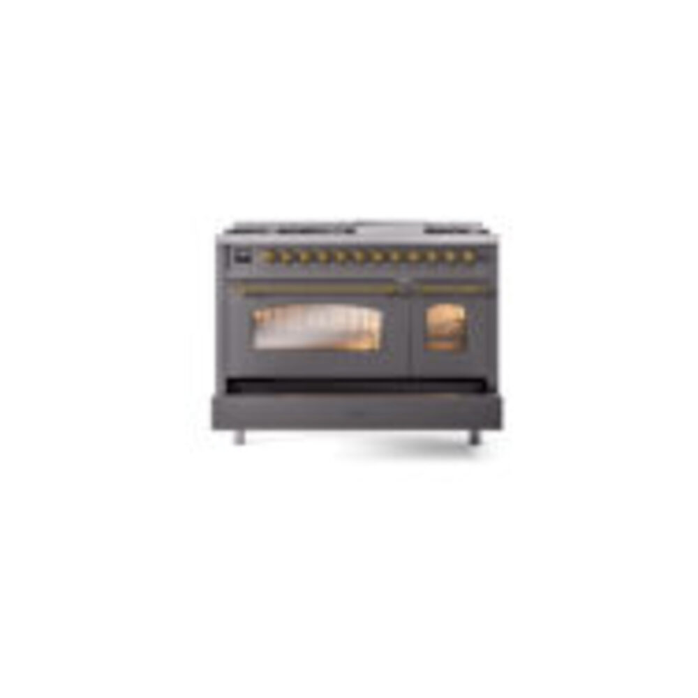 ILVE_UP48FNMPMGGLP_Nostalgie_II_48"_Dual_Fuel_Range_drawer_opened