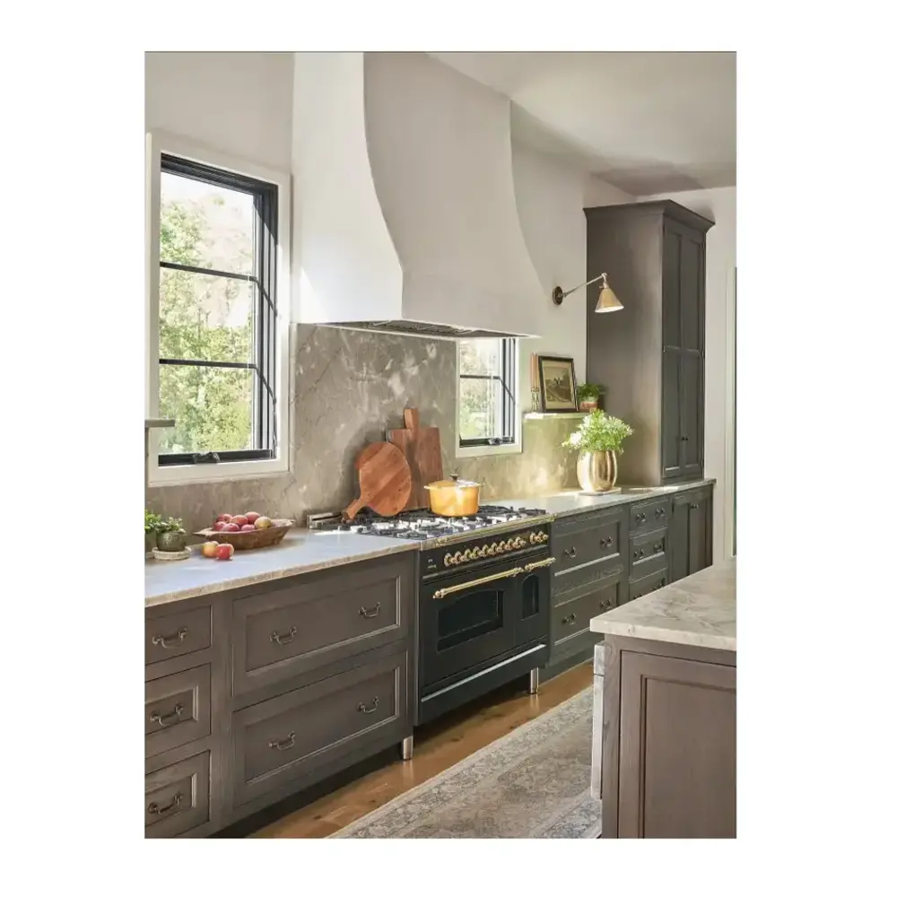 ILVE UP48FNMPMGG Nostalgie II 48 inch Dual Fuel Range with 5.02 cu. ft. Total Double Oven Capacity (8 Sealed Burners + Griddle, Natural Gas, Triple Glass Door, Graphite Matte, Brass) 3 ILVE UP48F Nostalgie II 48 inch Dual Fuel Range