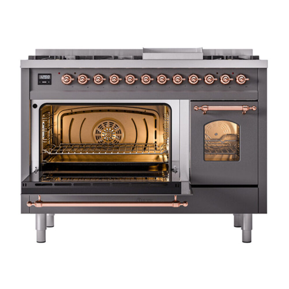 ILVE_UP48FNMPMGP_Nostalgie_II_48"_Dual_Fuel_Range_main_oven_door_opened