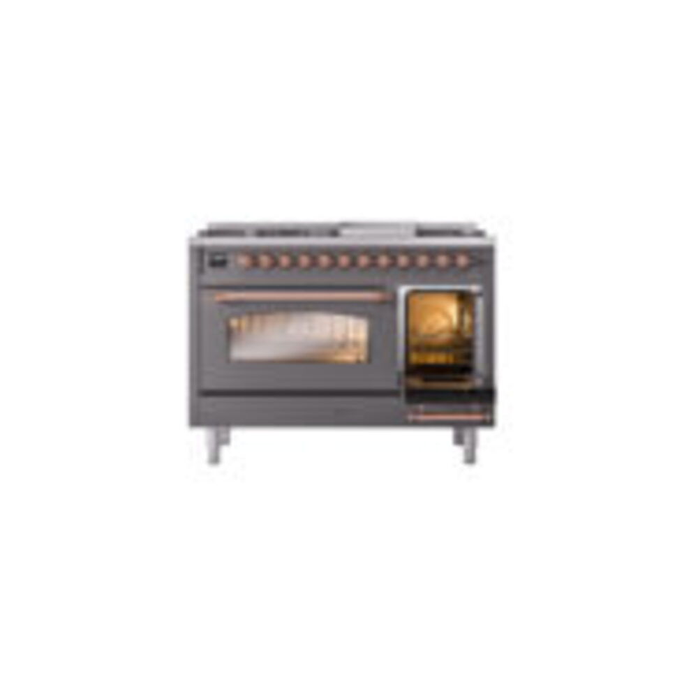 ILVE_UP48FNMPMGP_Nostalgie_II_48"_Dual_Fuel_Range_side_oven_door_opened