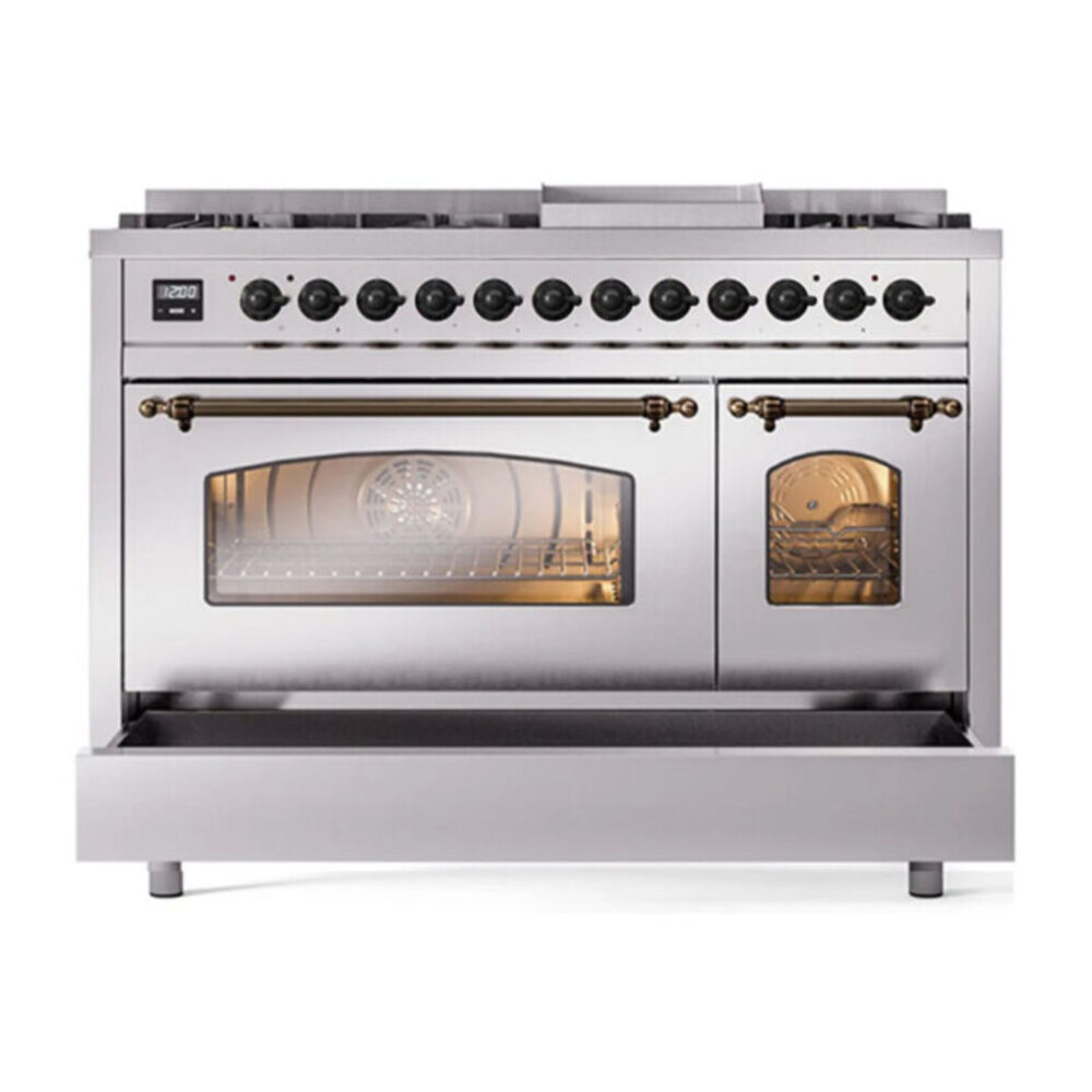 ILVE UP48F Nostalgie II 48 inch Dual Fuel Range with 5.02 cu. ft. Total Double Oven Capacity