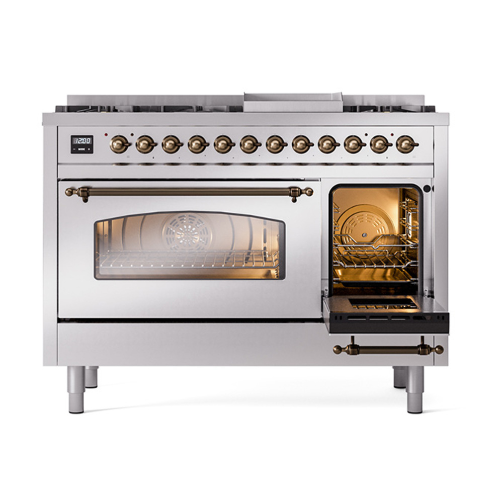 ILVE_UP48FNMPSSB_Nostalgie_II_48"_Dual_Fuel_Range_side_oven_door_opened