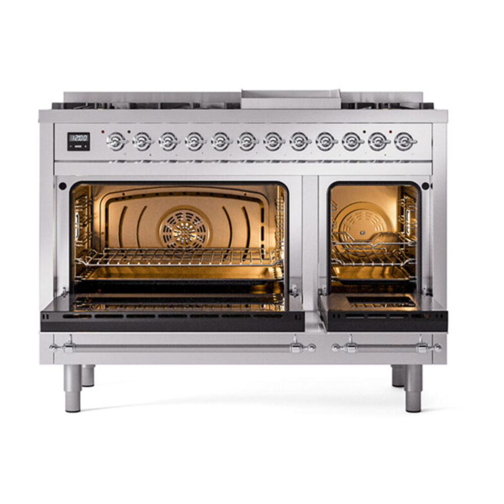 ILVE_UP48FNMPSSCLP_Nostalgie_II_48"_Dual_Fuel_Range_oven_door_opened
