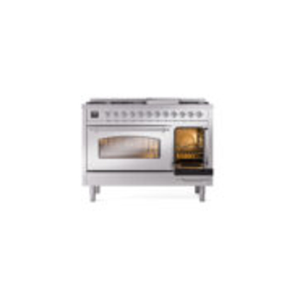 ILVE_UP48FNMPSSCLP_Nostalgie_II_48"_Dual_Fuel_Range_side_oven_door_opened