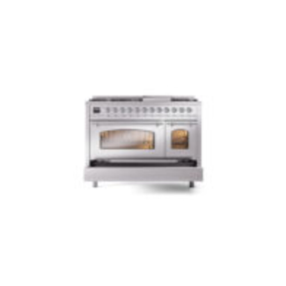 ILVE_UP48FNMPSSCLP_Nostalgie_II_48"_Dual_Fuel_Range_drawer_opened