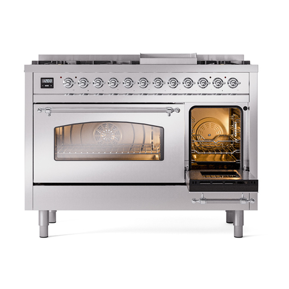 ILVE_UP48FNMPSSC_Nostalgie_II_48"_Dual_Fuel_Range_side_oven_door_opened