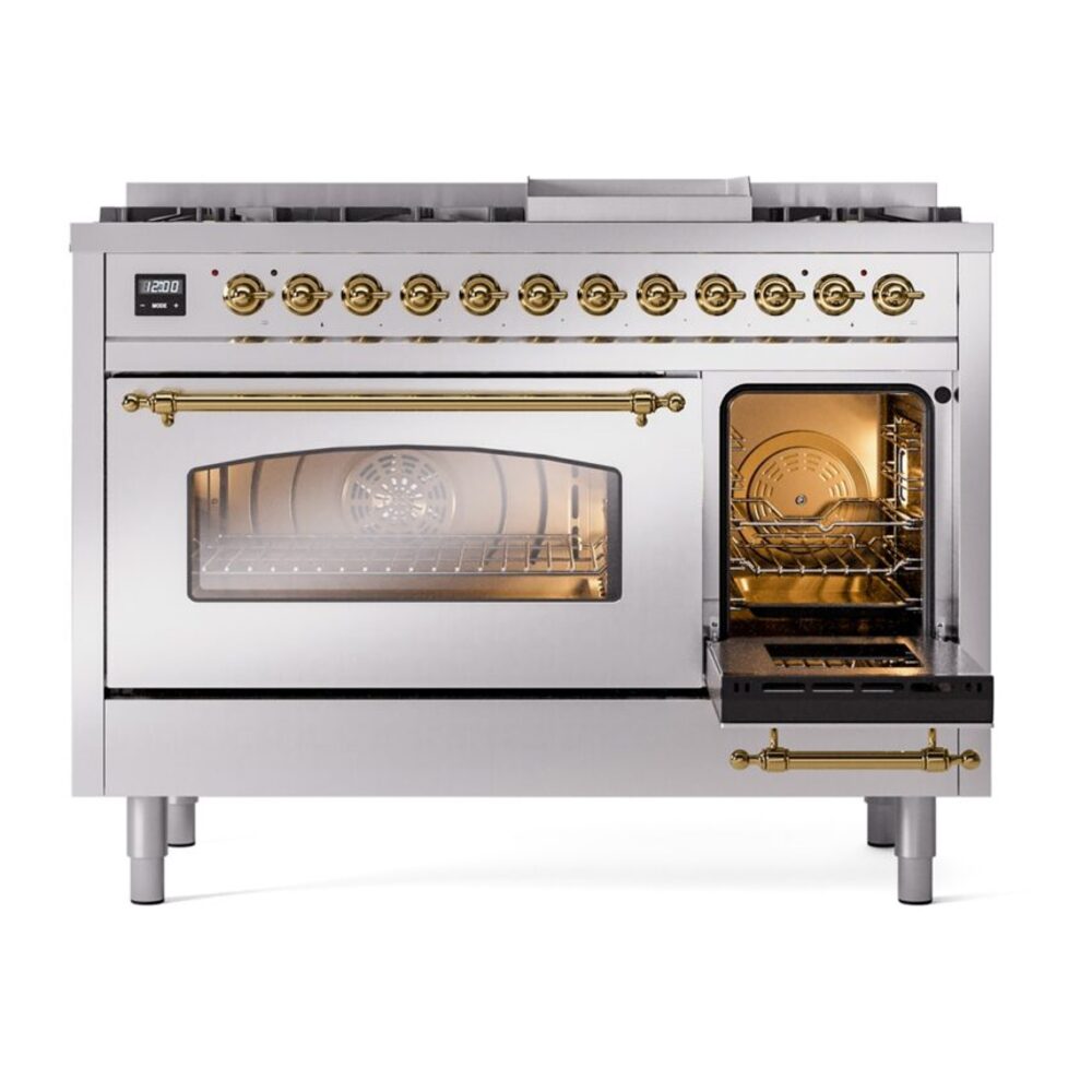 ILVE_UP48FNMPSSG_Nostalgie_II_48"_Dual_Fuel_Range_side_oven_door_opened