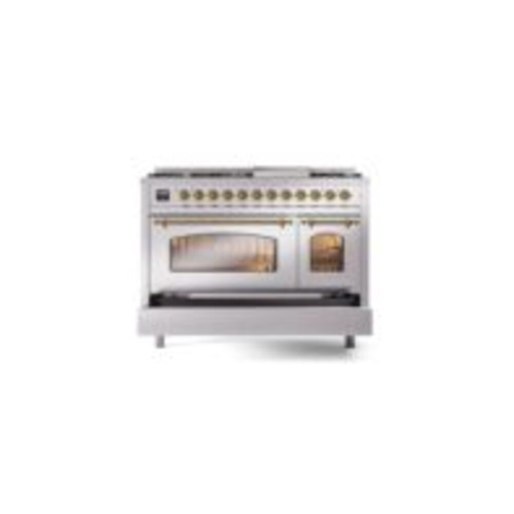 ILVE_UP48FNMPSSG_Nostalgie_II_48"_Dual_Fuel_Range_drawer_opened