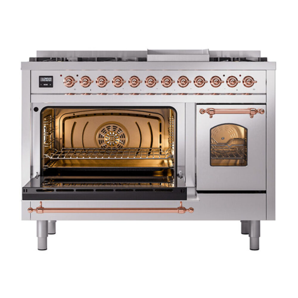 ILVE_UP48FNMPSSPLP_Nostalgie_II_48"_Dual_Fuel_Range_main_oven_door_opened