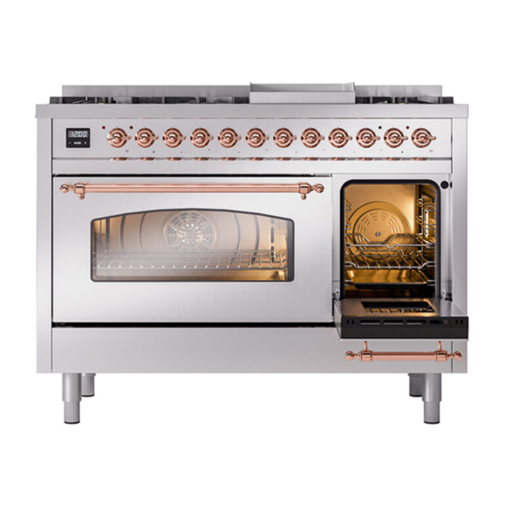 ILVE_UP48FNMPSSP_Nostalgie_II_48"_Dual_Fuel_Range_side_oven_door_opened