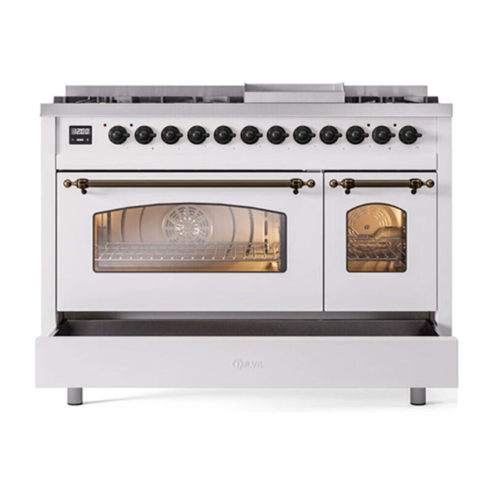 ILVE UP48F Nostalgie II 48 inch Dual Fuel Range with 5.02 cu. ft. Total Double Oven Capacity