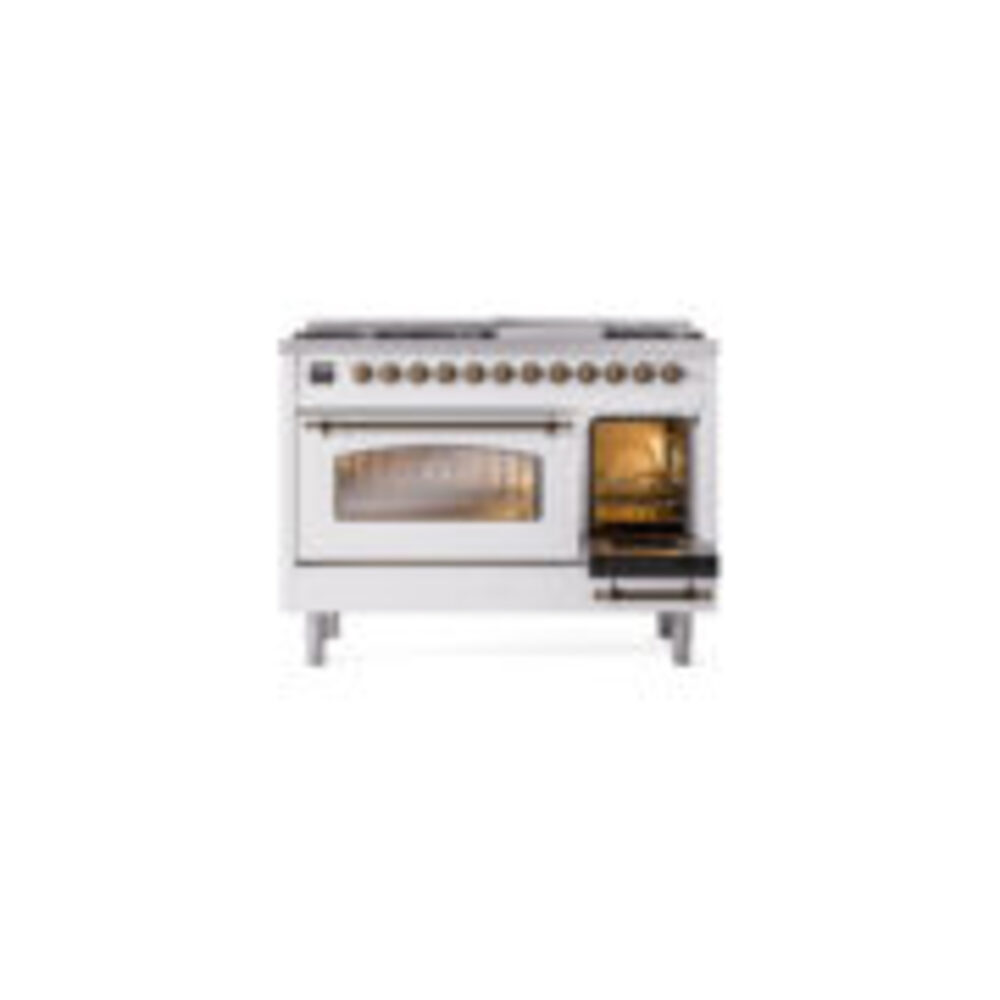 ILVE_UP48FNMPWHBLP_Nostalgie_II_48"_Dual_Fuel_Range_side_oven_door_opened