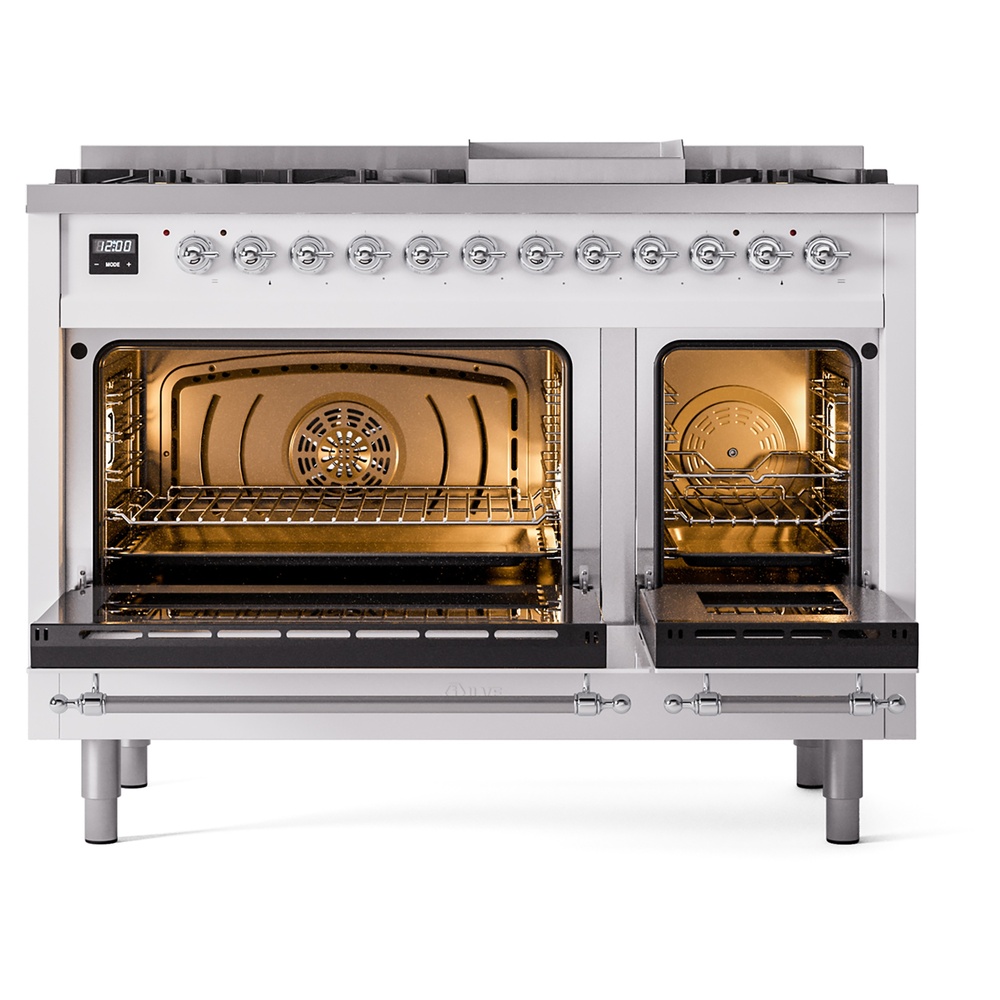 ILVE_UP48FNMPWHCLP_Nostalgie_II_48"_Dual_Fuel_Range_oven_door_opened