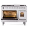ILVE_UP48FNMPWHCLP_Nostalgie_II_48"_Dual_Fuel_Range_main_oven_door_opened