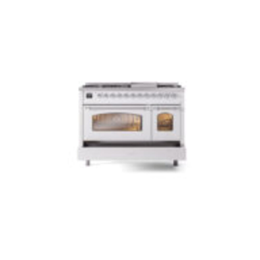 ILVE_UP48FNMPWHC_Nostalgie_II_48"_Dual_Fuel_Range_drawer_opened