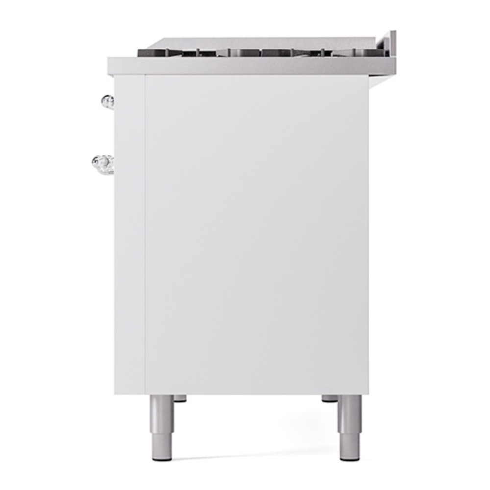 ILVE UP48FNMPWHC Nostalgie II 48 inch Dual Fuel Range with 5.02 cu. ft. Total Double Oven Capacity (8 Sealed Burners + Griddle, Natural Gas, Triple Glass Door, White, Chrome) 12 ILVE_UP48FNMPWHC_Nostalgie_II_48"_Dual_Fuel_Range_right_side