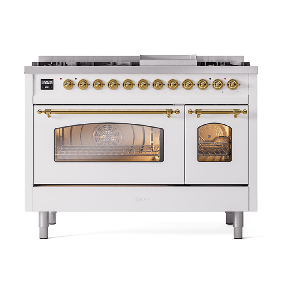 ILVE_UP48FNMPWHGLP_Nostalgie_II_48"_Dual_Fuel_Range_front_view