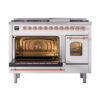 ILVE_UP48FNMPWHPLP_Nostalgie_II_48"_Dual_Fuel_Range_main_oven_door_opened