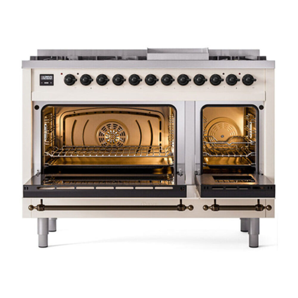 ILVE UP48F Nostalgie II 48 inch Dual Fuel Range with 5.02 cu. ft. Total Double Oven Capacity