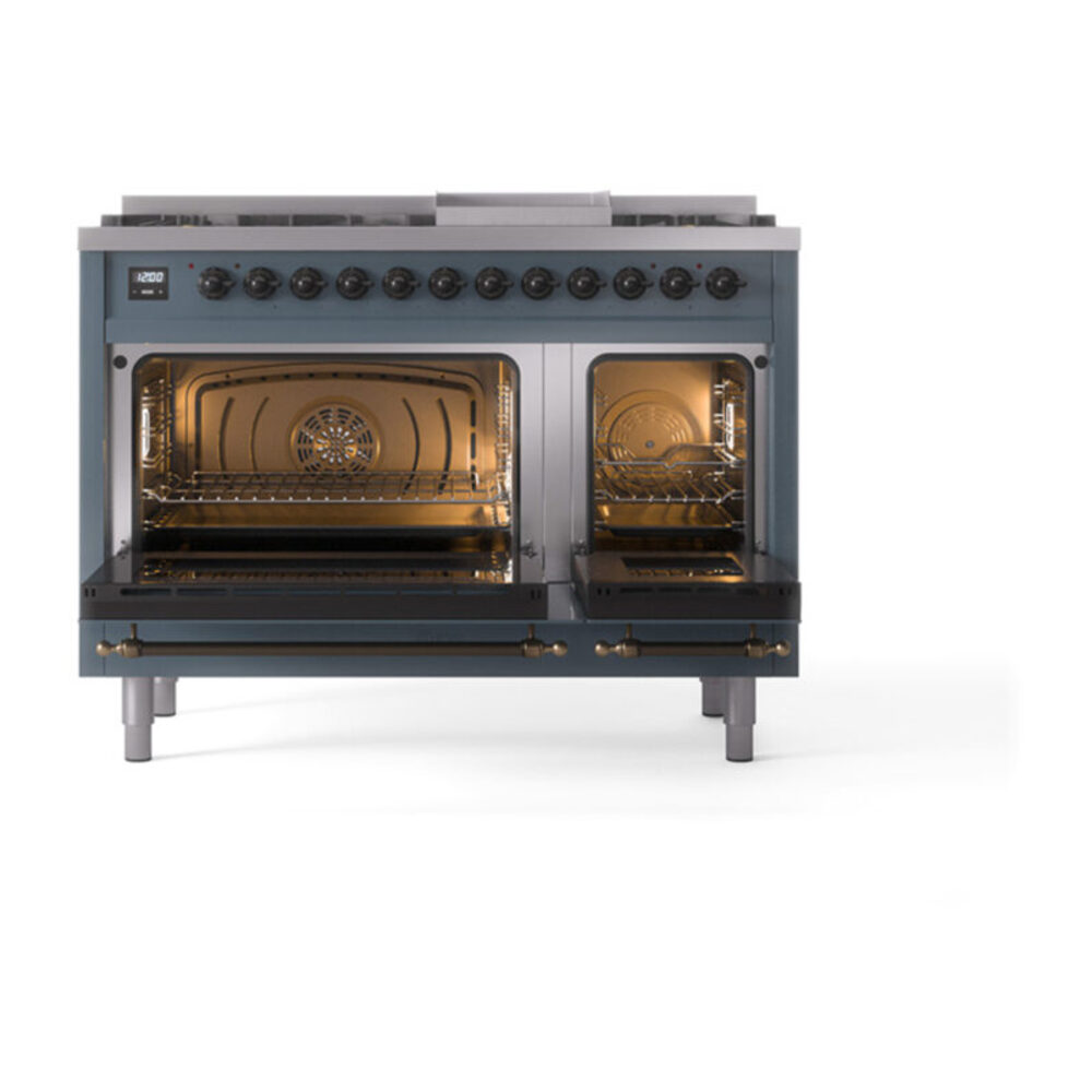 ILVE_UP48FQNMPBGBLP_Nostalgie_II_48"_Dual_Fuel_Range_oven_door_opened