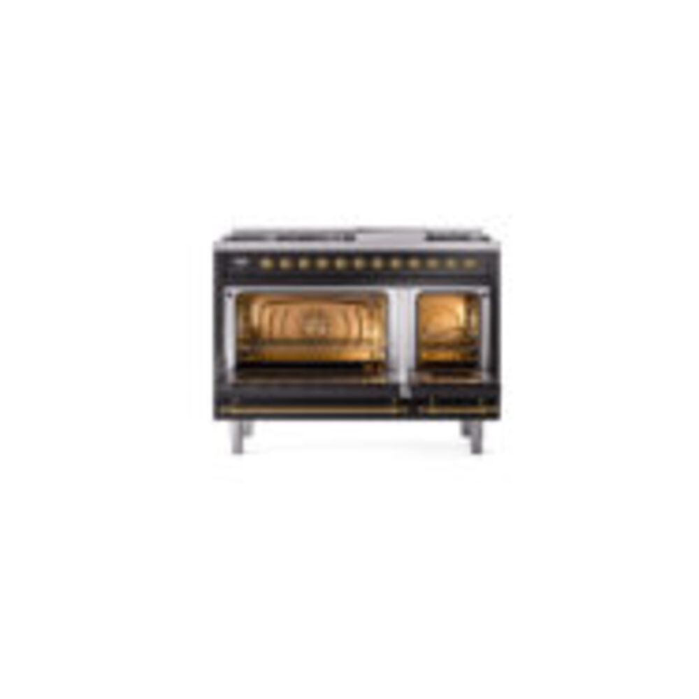 ILVE_UP48FQNMPBKGLP_Nostalgie_II_48"_Dual_Fuel_Range_oven_door_opened
