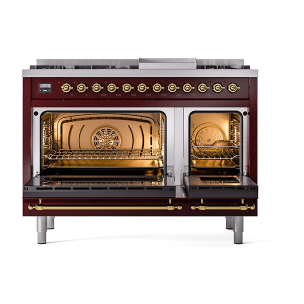 ILVE_UP48FQNMPBUGLP_Nostalgie_II_48"_Dual_Fuel_Range_oven_door_opened